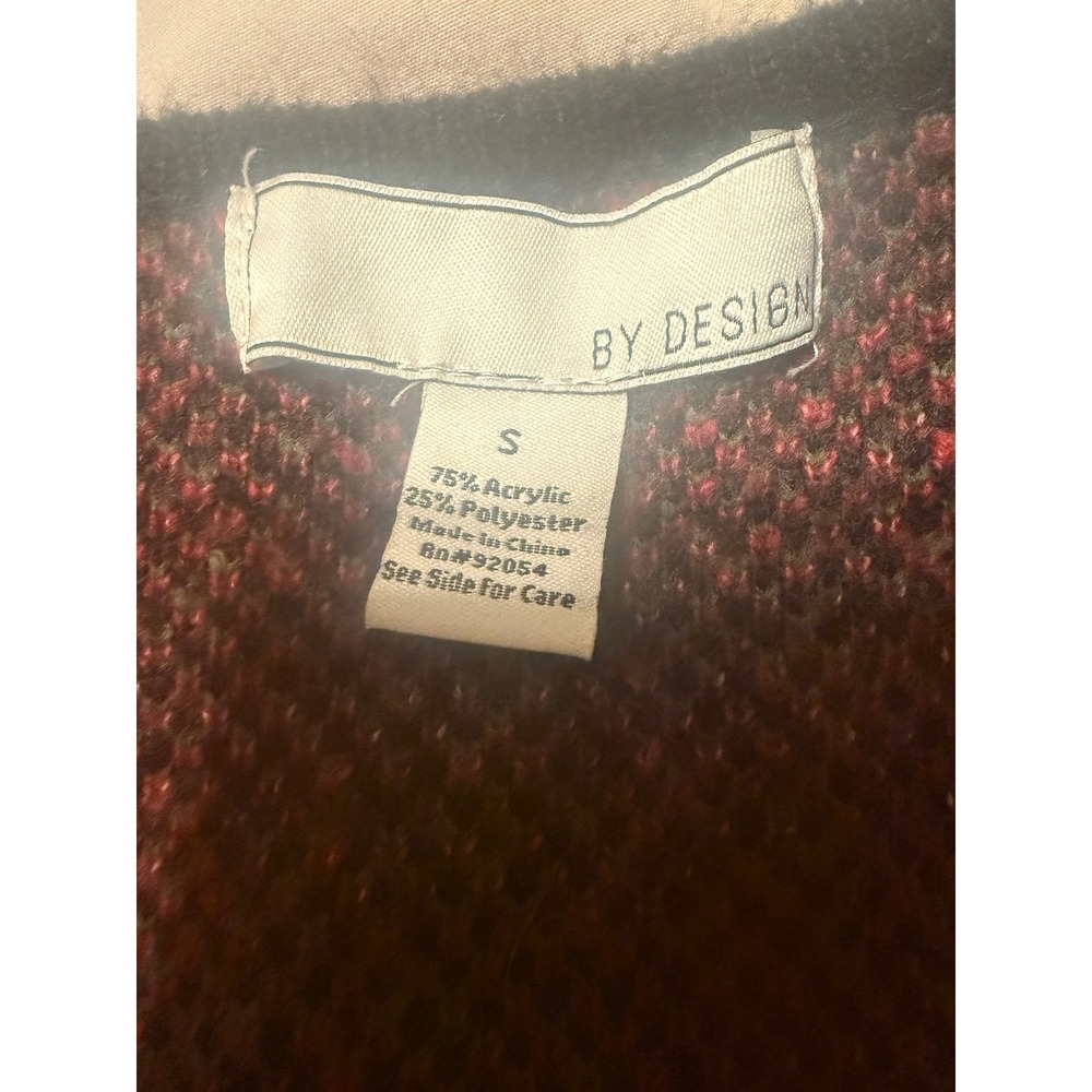 BY DESIGN Black Red Rose Floral Knit Long Cardigan Sweater Womens Small - Picture 5 of 8